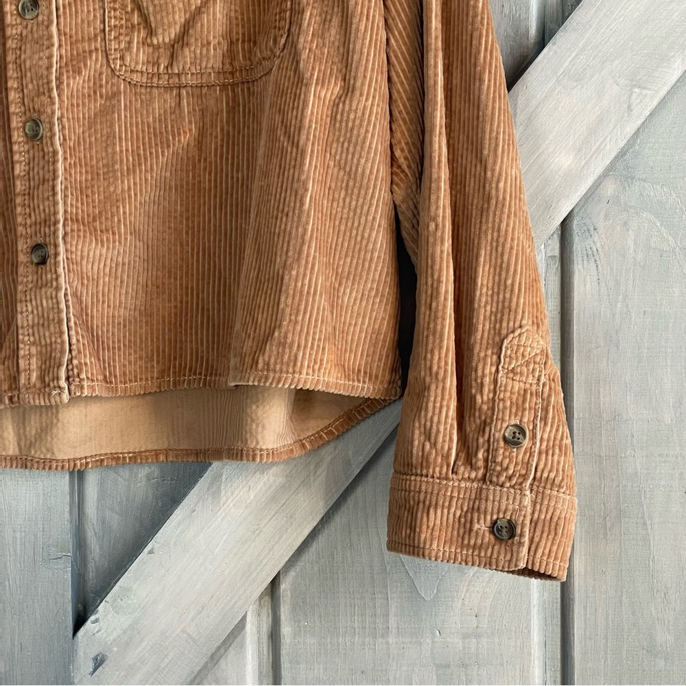American Eagle Cropped Corduroy Golden Brown Crop Jacket 100% Cotton Size M - Picture 2 of 5